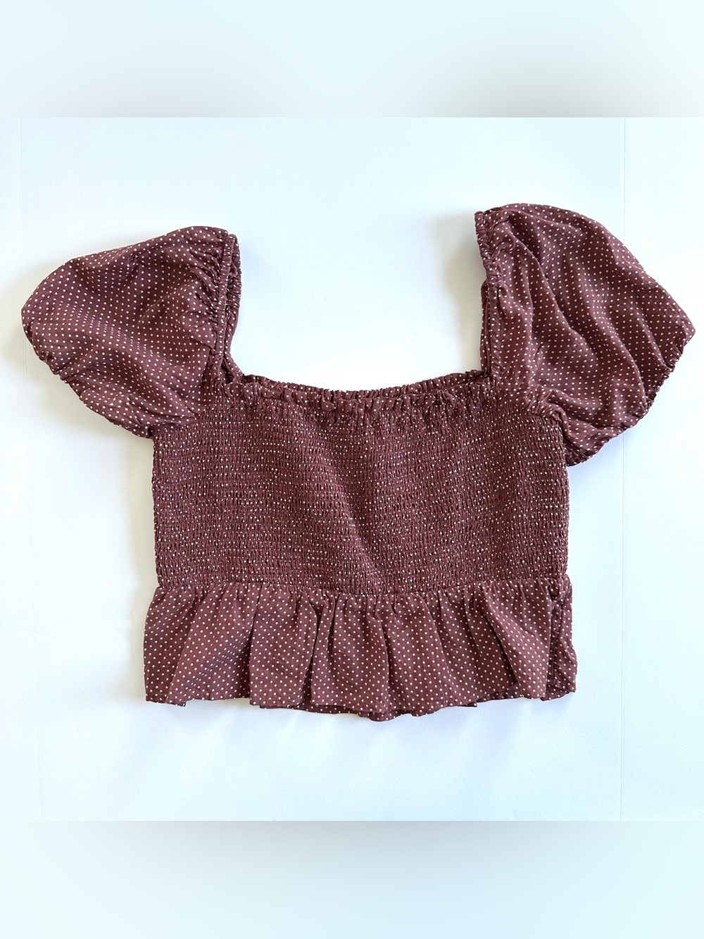 ✨Matching Set✨ J.Crew Smocked Top & Wrap Slip Skirt in Sable Polka Dot | XL - Picture 2 of 14